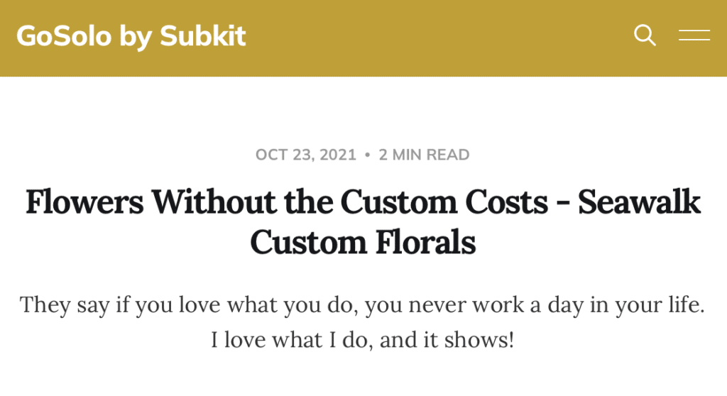 GoSolo by Subkit Interview Headline for Seawalk Custom Florals